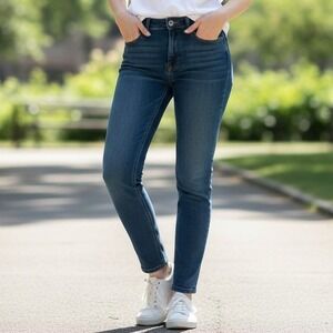 LOFT Curvy Skinny Jeans Size 8 Blue Denim Dark Wash Stretch Casual Minimalist